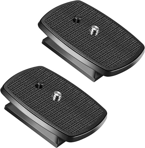 Neewer 2-Pack Black Quick Shoe QR Board Tripod Head مع وسادات مطاطية مضادة للانزلاق لNeewer SAB264 و SAB234 ، مصنوعة من مادة ABS البلاستيك أضف الاستقرار إلى كاميراتك مع لوحة QR السريعة Neewer باللون الأسود مع وسادات مطاطية مضادة للانزلاق. مثالي لـ Neewer SAB264 و SAB234.